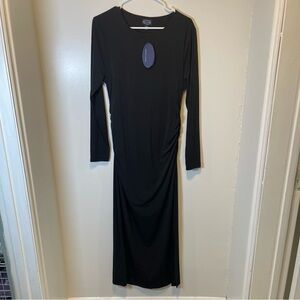 Scoop SP gathered‎ waist maxi dress black women's size large NWT